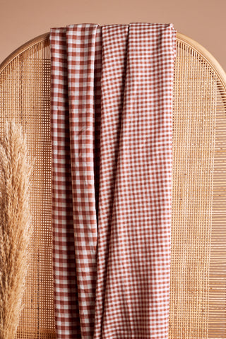 Gingham Off-White Chestnut Fabric